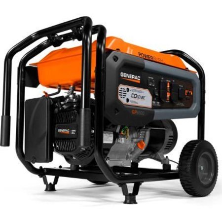 GENERAC Portable Generator, Gasoline, 6,500 W Rated, 8,125 W Surge, Recoil Start, 120/240V AC, 27.1 A A 7680